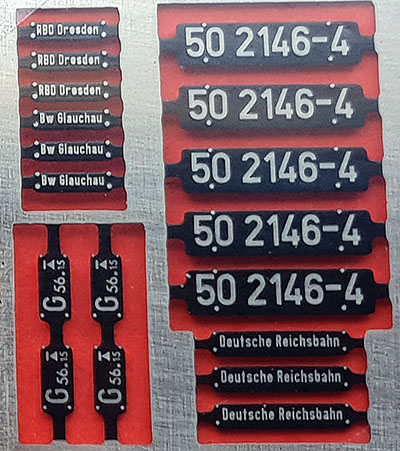 Ätzschildersatz 50 2146-4, DR, Epoche IV.